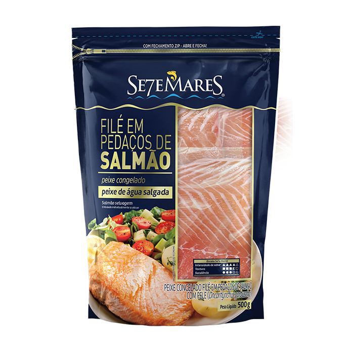 Filé de salmão em pedaços